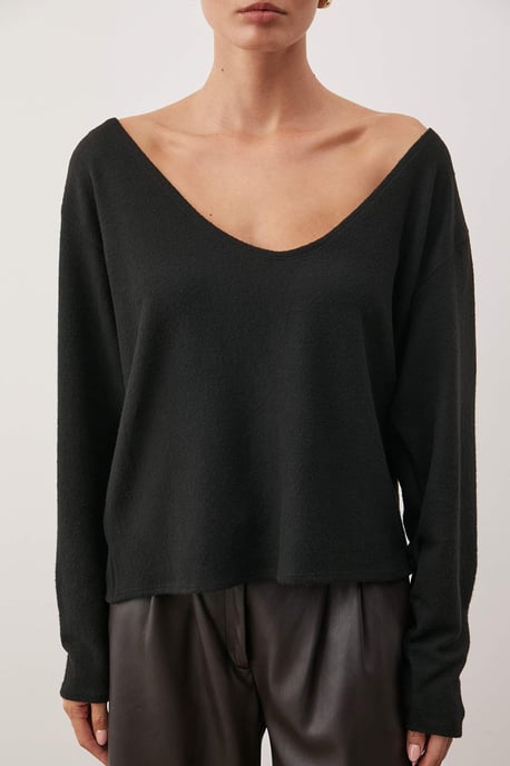 TRENDYOLMİLLA Dames Zwart Effen Lang Regular fit Blouses - Image 2