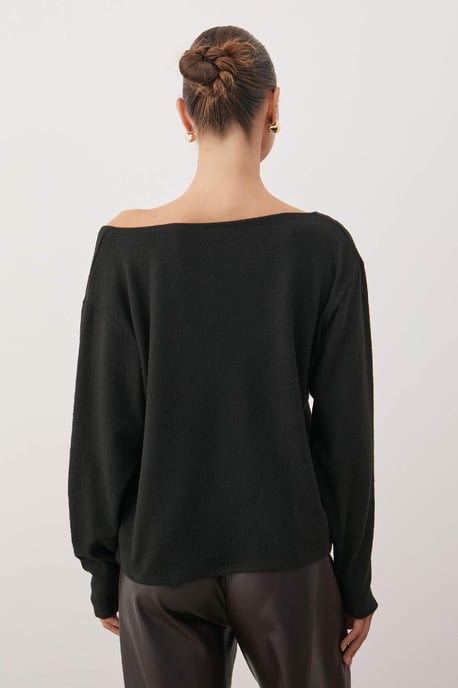 TRENDYOLMİLLA Dames Zwart Effen Lang Regular fit Blouses - Image 3