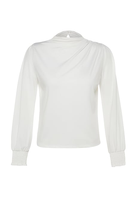 TRENDYOLMİLLA Dames Ecru Effen Lang Regular fit Blouses - Image 5