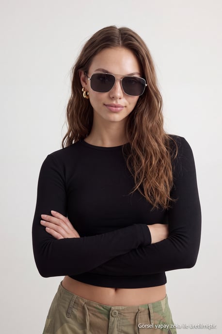 TRENDYOLMİLLA Dames Zwart Effen Lang Getailleerd Blouses - Image 2