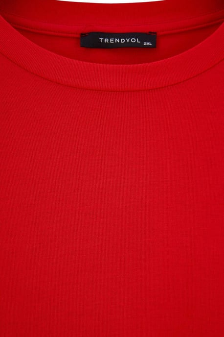 Trendyol Curve Dam Röd Enfärgad Lång Figursydd Plus size Blusar - Image 4