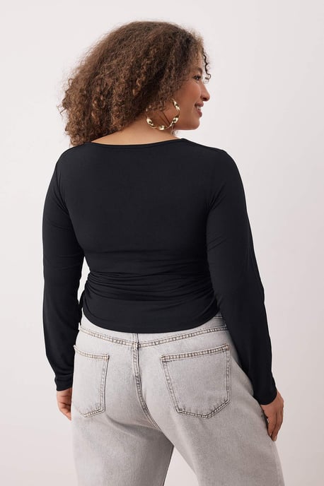 Trendyol Curve Dam Svart Enfärgad Lång Figursydd Plus size Blusar - Image 3