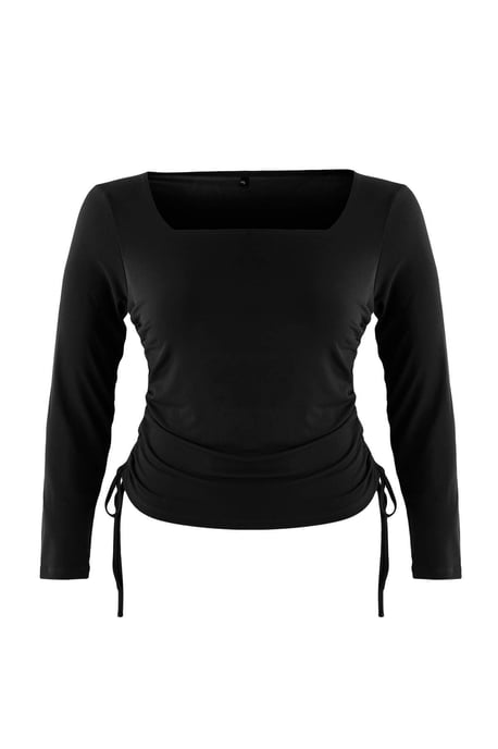 Trendyol Curve Dam Svart Enfärgad Lång Figursydd Plus size Blusar - Image 4