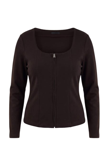 Trendyol Curve Dam Brun Enfärgad Lång Figursydd Plus size Blusar - Image 4