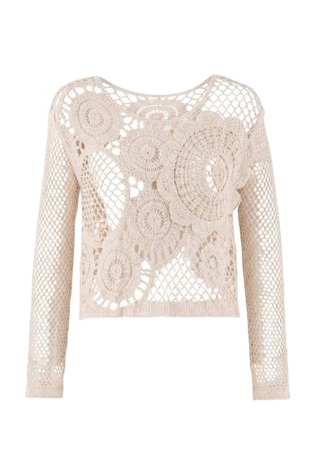 TRENDYOLMİLLA Dames Ecru Bloemen Lang Regular fit Blouses - Image 4
