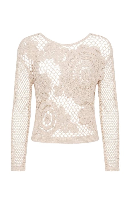 TRENDYOLMİLLA Dames Ecru Bloemen Lang Regular fit Blouses - Image 5