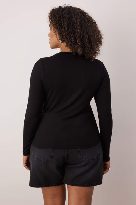 Trendyol Curve Dam Svart Enfärgad Lång Figursydd Plus size Blusar - Image 3