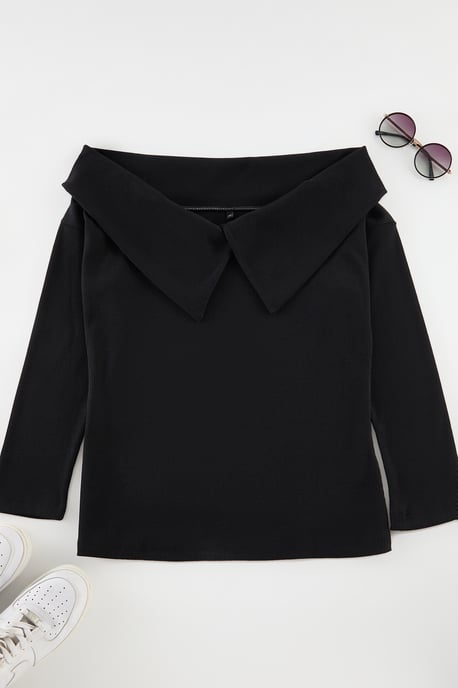 Trendyol Curve Dam Svart Enfärgad Lång Figursydd Plus size Blusar - Image 5