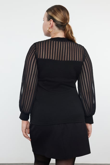 Trendyol Curve Dam Svart Enfärgad Lång Figursydd Plus size Blusar - Image 5