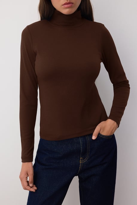 TRENDYOLMİLLA Dames Bruin Effen Lang Getailleerd Blouses - Image 2