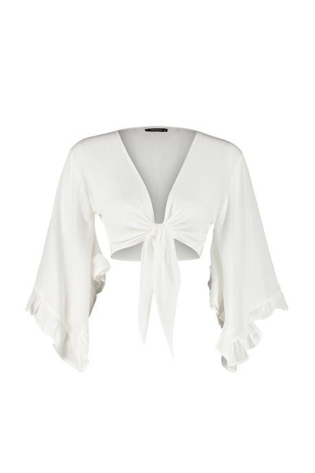 TRENDYOLMİLLA Dames Ecru Effen Lang Regular fit Blouses - Image 4