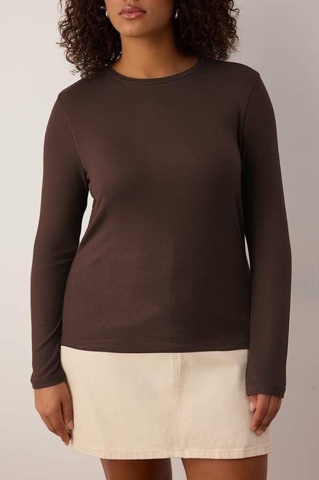 Trendyol Curve Dam Brun Enfärgad Lång Figursydd Plus size Blusar - Image 2