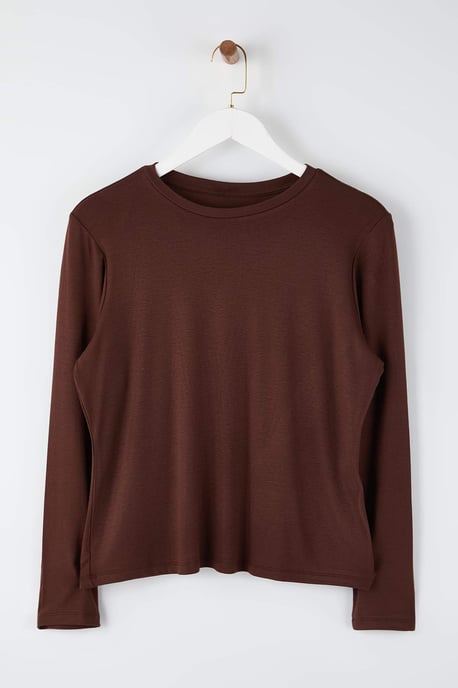 Trendyol Curve Dam Brun Enfärgad Lång Figursydd Plus size Blusar - Image 4