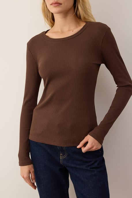 TRENDYOLMİLLA Women's Brown Plain Long Regular fit Blouses - Image 2