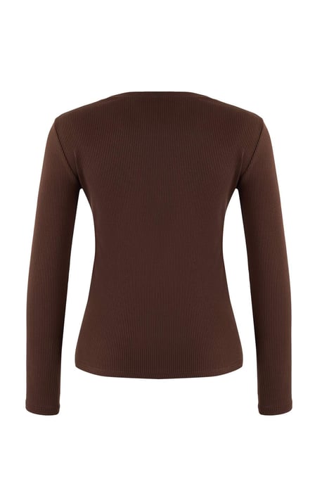 TRENDYOLMİLLA Women's Brown Plain Long Regular fit Blouses - Image 5