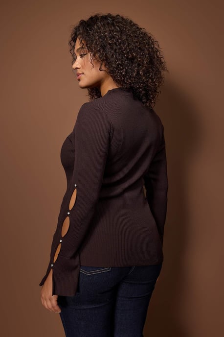 Trendyol Curve Dames Bruin Effen Lang Getailleerd Grote maten Blouses - Image 3