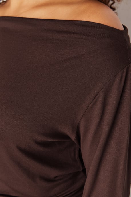 Trendyol Curve Dam Brun Enfärgad Lång Regular fit Plus size Blusar - Image 3