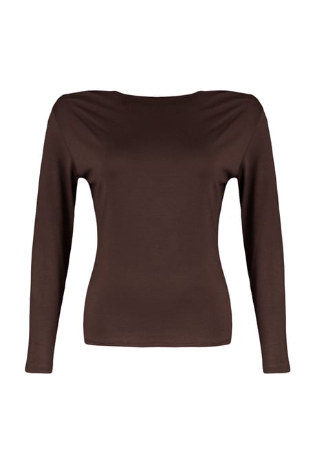 Trendyol Curve Dam Brun Enfärgad Lång Regular fit Plus size Blusar - Image 5