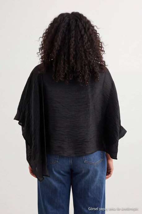 Trendyol Curve Dam Svart Enfärgad Lång Oversize Plus size Blusar - Image 2