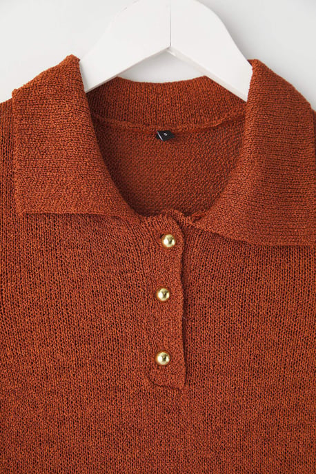 TRENDYOLMİLLA Dames Bruin Effen Kort Regular fit Blouses - Image 5