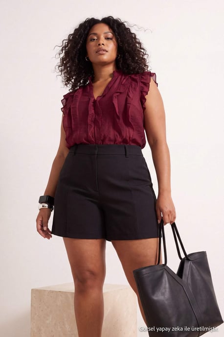 Trendyol Curve Dam Lila Enfärgad Kort Oversize Plus size Blusar - Image 1