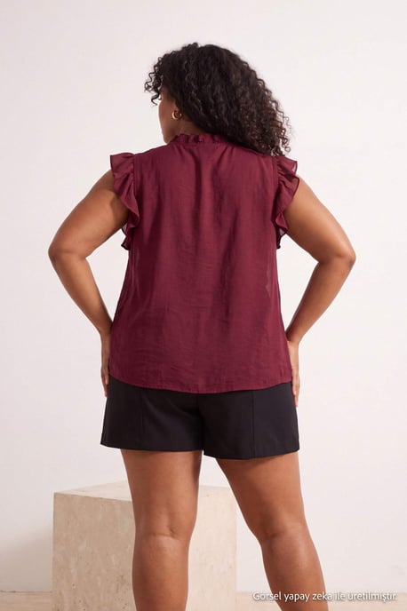 Trendyol Curve Dam Lila Enfärgad Kort Oversize Plus size Blusar - Image 2