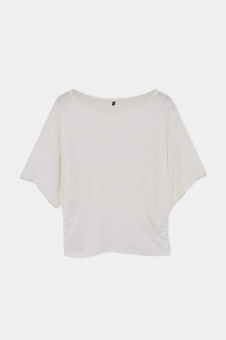 Trendyol Curve Dam Ecru Randig Kort Regular fit Plus size Blusar - Image 4