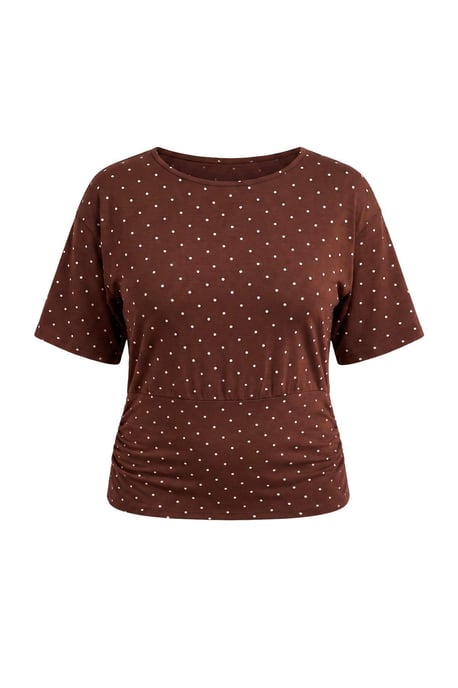 Trendyol Curve Dam Brun Randig Kort Regular fit Plus size Blusar - Image 5