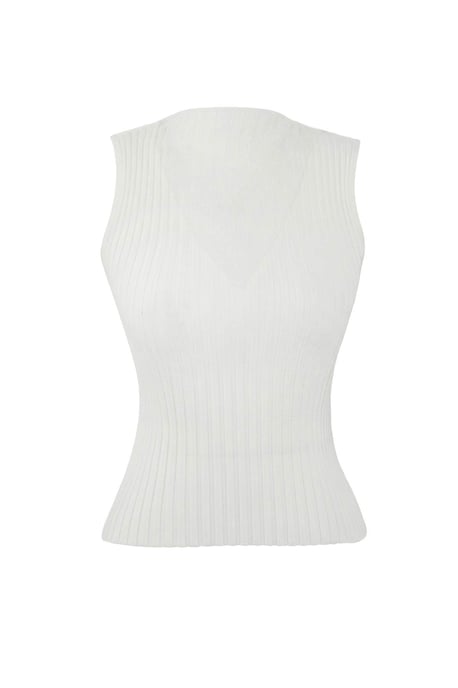 TRENDYOLMİLLA Dames Ecru Effen Mouwloos Getailleerd Blouses - Image 4