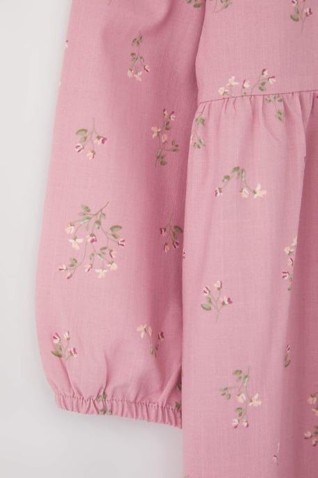 TRENDYOLKIDS Flickor Rosa Blommig Midi Lång Casual Rak Klänningar - Image 2