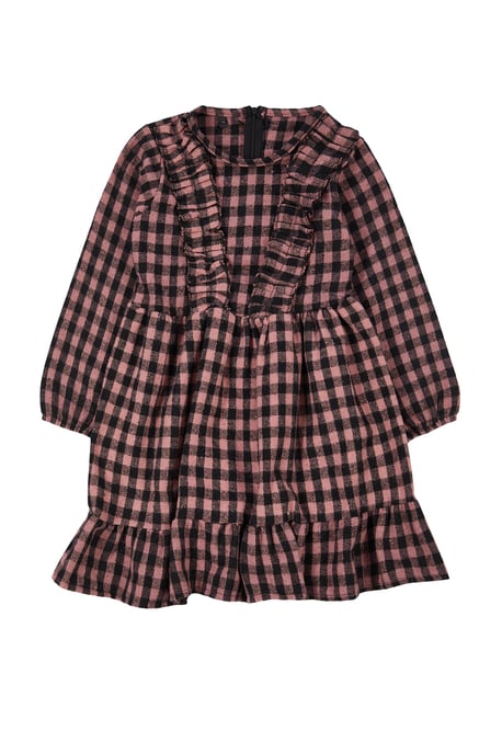 TRENDYOLKIDS Flickor Rosa Rutig Kort / Mini Lång Casual Rak Klänningar - Image 3
