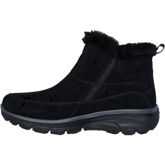 Skechers Easy Going Cool Zip! Leren Dames Zwarte Winter Enkellaarsjes - Image 4