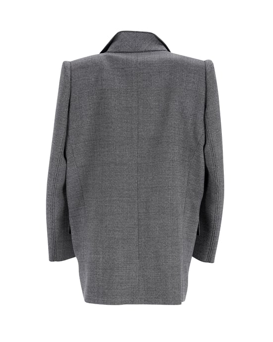 Balenciaga Opgehangen Schouder Glen Plaid Jas in Grijs Wol - Image 3