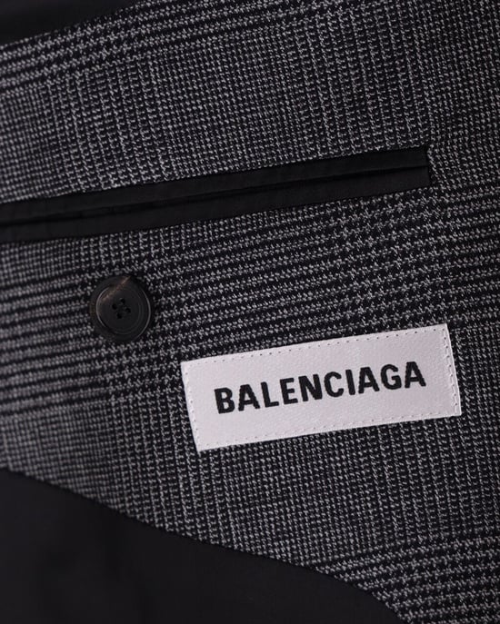 Balenciaga Opgehangen Schouder Glen Plaid Jas in Grijs Wol - Image 4