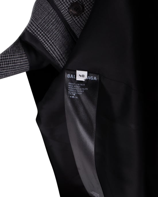Balenciaga Opgehangen Schouder Glen Plaid Jas in Grijs Wol - Image 5