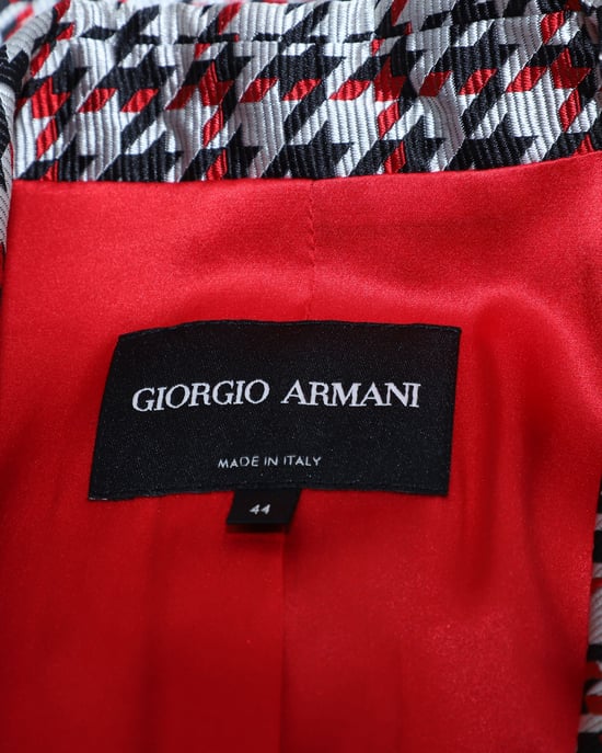 Giorgio Armani Houndstooth Blazer i flerfärgad siden - Image 4