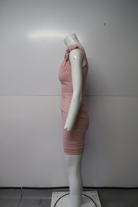 Valentino One Shoulder Rose Embellished Midi Dress in Light Pink Wool - Image 4