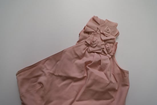 Valentino One Shoulder Rose Embellished Midi Dress in Light Pink Wool - Image 5