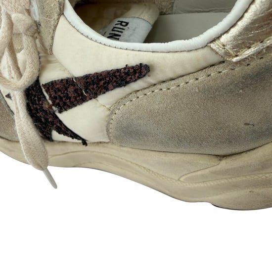 Golden Goose Running Sole Panelled Sneakers i Vitt Nylon och Mocka - Image 6