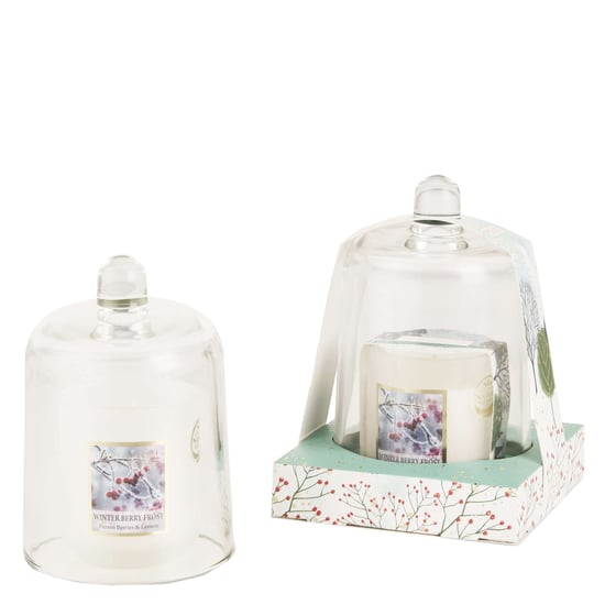 Heart & Home Winter Berry Frost Candle and Glass Cloche Gift Set - Image 1
