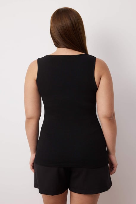 Trendyol Curve Dam Svart Enfärgad Ärmlös Figursydd Plus size Blusar - Image 3