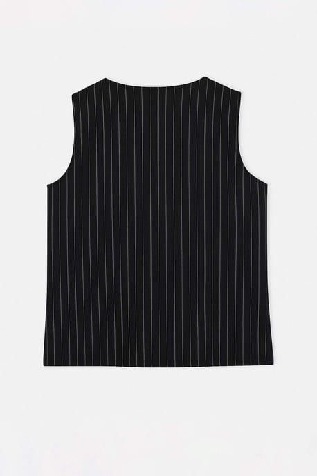 Trendyol Curve Dam Svart Randig Ärmlös Figursydd Plus size Blusar - Image 5