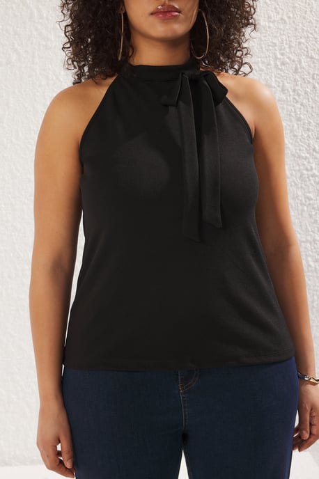 Trendyol Curve Dam Svart Enfärgad Ärmlös Figursydd Plus size Blusar - Image 2