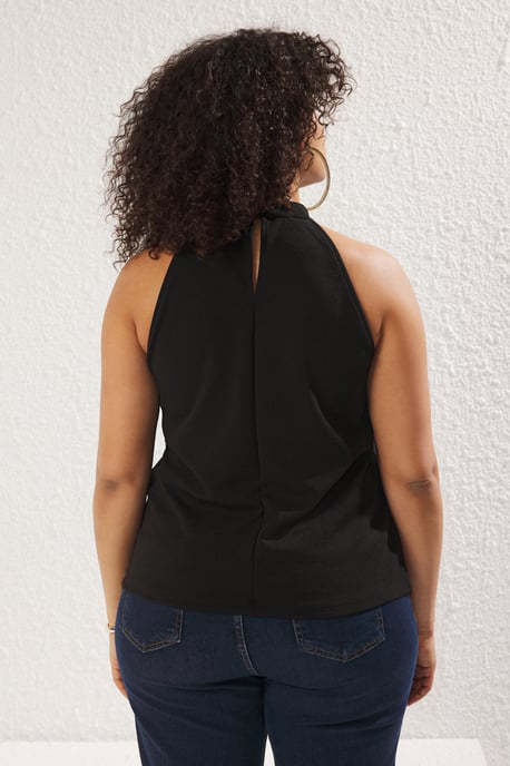 Trendyol Curve Dam Svart Enfärgad Ärmlös Figursydd Plus size Blusar - Image 4