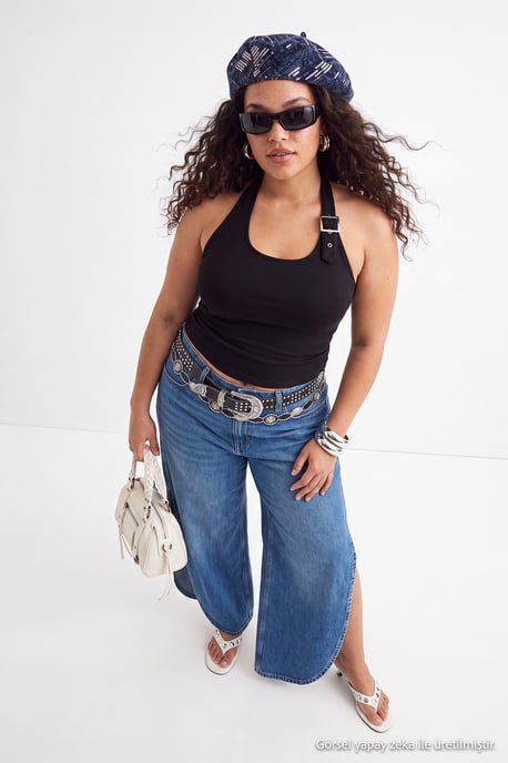 Trendyol Curve Dam Svart Enfärgad Ärmlös Figursydd Plus size Blusar - Image 3