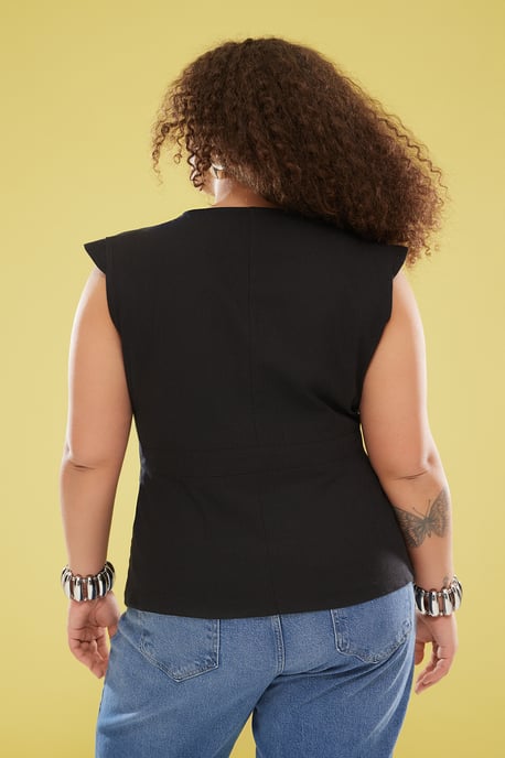 Trendyol Curve Dam Svart Enfärgad Ärmlös Regular fit Plus size Blusar - Image 4