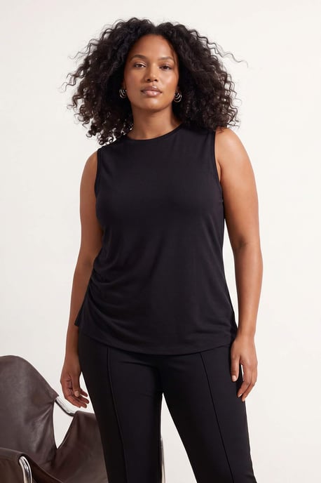 Trendyol Curve Dam Svart Enfärgad Ärmlös Figursydd Plus size Blusar - Image 3