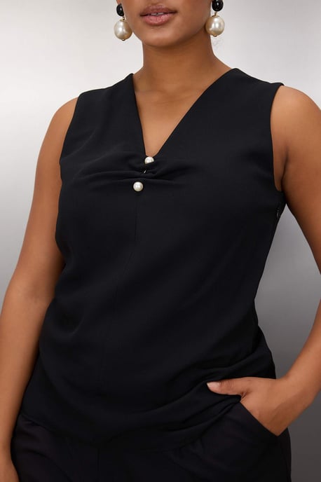 Trendyol Curve Dam Svart Enfärgad Ärmlös Regular fit Plus size Blusar - Image 2
