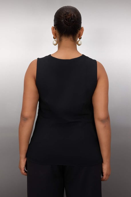 Trendyol Curve Dam Svart Enfärgad Ärmlös Regular fit Plus size Blusar - Image 3