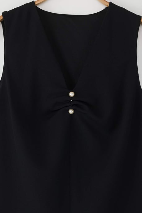 Trendyol Curve Dam Svart Enfärgad Ärmlös Regular fit Plus size Blusar - Image 5
